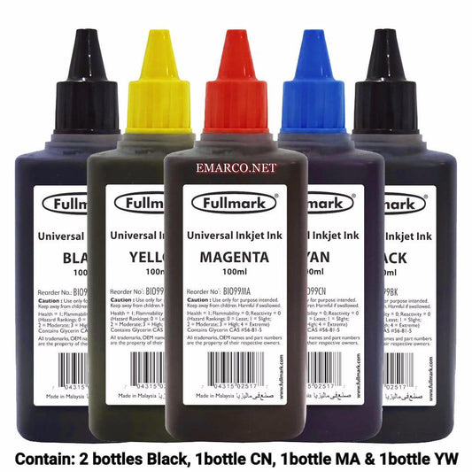 Fullmark Refill Ink Pack for Brother, Canon, Epson, HP Inkjet Printers